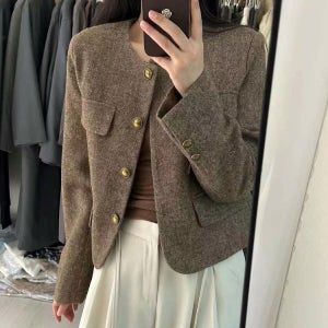 [한정수량 원가세일] 금장 버튼 트위드 라운드 자켓 3color 제이플로우