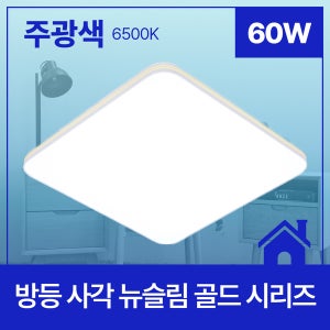 LED 방등 안방 작은방 사각 뉴슬림 골드 60W 주광색 6.5K KC