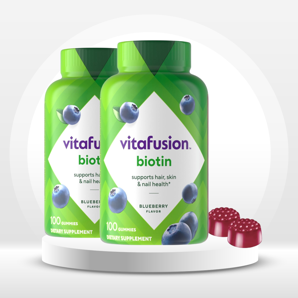 1+1 비타퓨전 비오틴젤리 서포트 헤어 스킨 네일 헬스 5000 mcg 블루베리맛 100일분