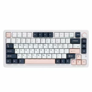 QSENN Q75 PBT 풀윤활 가스켓 유무선 기계식 키보드 화이트, 하이무 바다소금 저소음