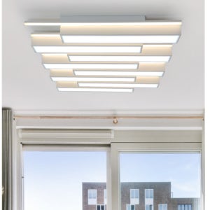 포유라이팅 피아노 화이트 8등 LED 거실 전등 150W 주광색 주백색 거실등