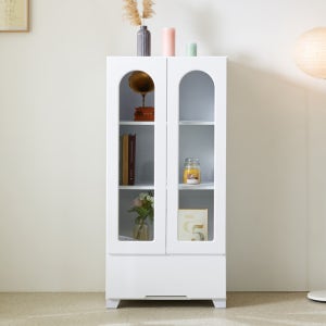 레시 유리 장식장 거실 진열장 서랍형 피큐어 수납장 600 다용도