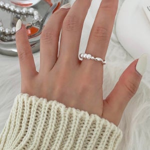 실버925 순은진주은반지 레이어드반지 프리사이즈실버반지