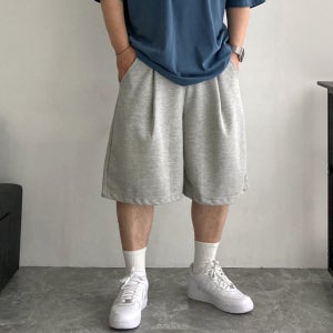 남자 반바지7부 원턱 버뮤다팬츠 와이드핏 헬스 트레이닝바지 블래스