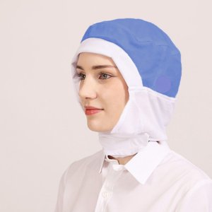 [애플가운] C-349 해썹(HACCP) 식품위생모자, 목 스판텍스 블루 모자, 급식실, 식품공장 단체 위생모자