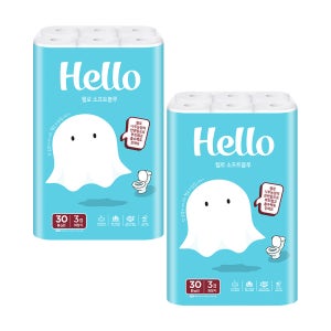 헬로 화장지 소프트블루 3겹 20m 30롤 2팩 합60롤