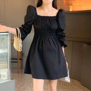 셀리 오프숄더 밴딩 여성원피스 데이트룩 스퀘어넥 퍼프 미니 원피스 - 2 Color