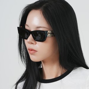 미우미우 글림스 스퀘어 선글라스 블랙 MU 09WS