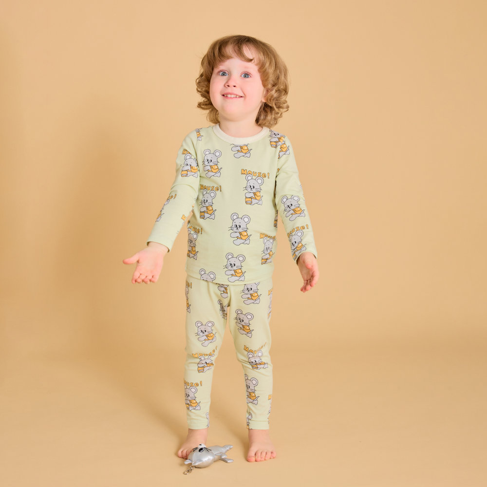 플로럴딱붙실내복 (4colors) 아기내복 내의 유아상하복세트 셋업 SG0205