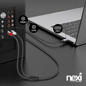 [NEXI] 넥시 C타입 to RCA 2선 케이블 2M 노트북 사운드 케이블 DAC칩 NX1493