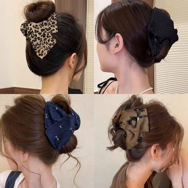 헤어 집게핀 올림머리 반머리 반묶음 덧머리 삼각리본 집게핀 헤어핀
