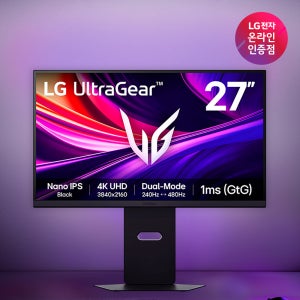 [결제가 89만] LG전자 27G850A 68.47cm 나노IPS Black UHD 240Hz 최대480Hz HDMI2.1 2000:1명암비 울트라기어 게이밍모니터