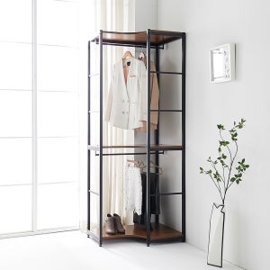 애니 시스템 드레스룸 고정식 철제 스탠드형 옷걸이 행거 2단 600 코너장