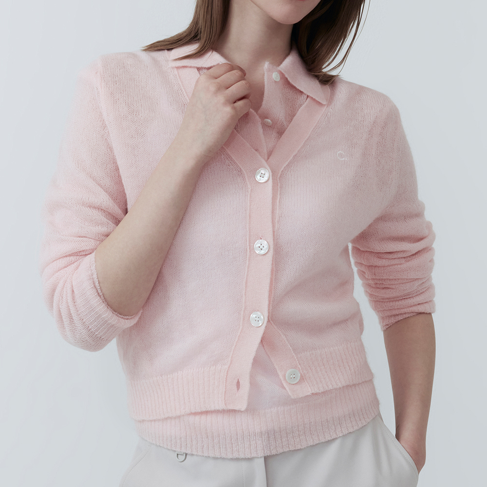 [클로브 25SS] Kid Mohair Cardigan (Light Pink)