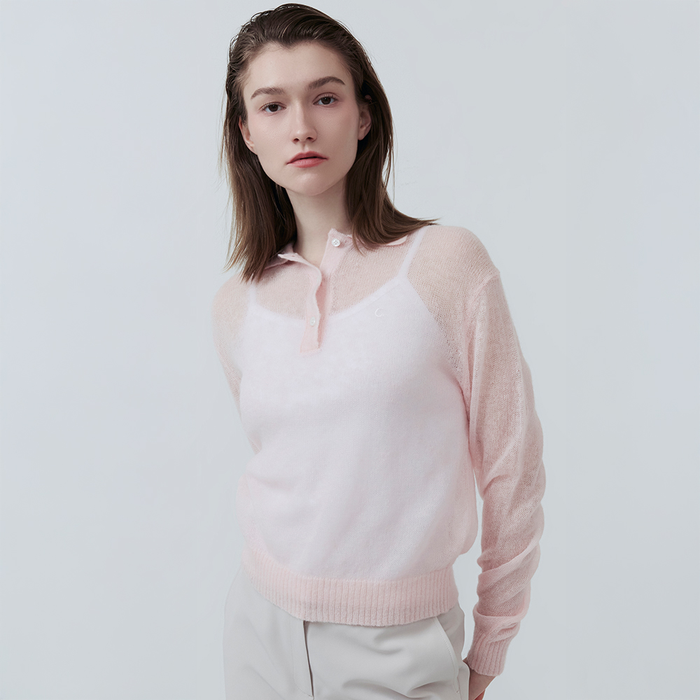 [클로브 25SS] Kid Mohair Collar Knit (Light Pink)