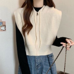 여름니트조끼 중년여성 사무실 후드 봄 뜨개베스트