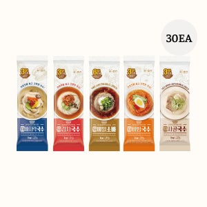 바로디미방 바로먹는 간편국수 30개입 (김치, 바지락, 비빔, 메밀소바, 사골)