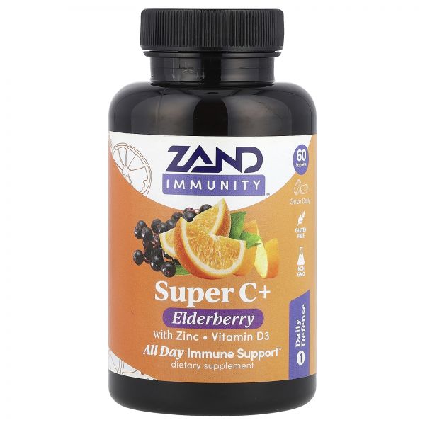 Zand, <b>면역</b>, 슈퍼C + 아연/비타민D3 함유 엘더베리, 60정 Zand (<b>잰드</b>)