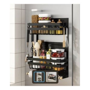 올인원 키친타올걸이 냉장고 자석 수납 선반 2단 대형 주방정리용품 키친타올홀더 무타공