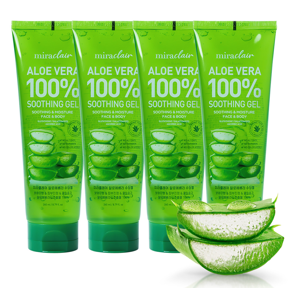 순도100% 수분가득 무알콜 수딩젤 고보습 진정 쿨링겔 <b>알로에베라</b> , 260ml, 4개