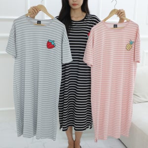 사계절 긴팔 반팔 원피스 잠옷 실내 빅사이즈 임산부 파자마 긴팔 봄 여름 가을 겨울