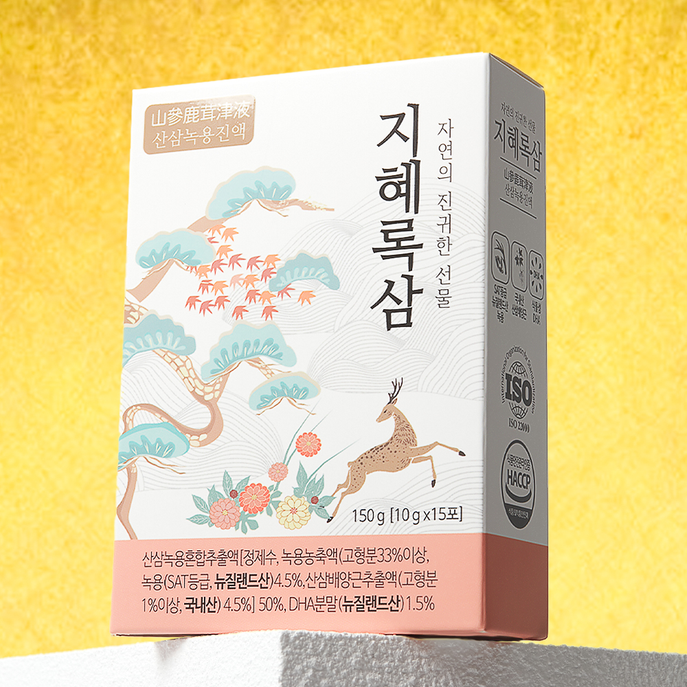[지혜록삼] 100년 산삼 녹용진액 어린이녹용 부모님 <b>직장인</b> 수험생 <b>생녹용</b> 녹용즙 1박스