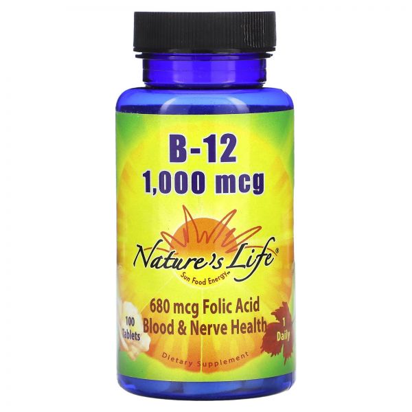 Nature’s Life, B-12, 1,000mcg, 100정 Life (<b>네이처스 라이프</b>)