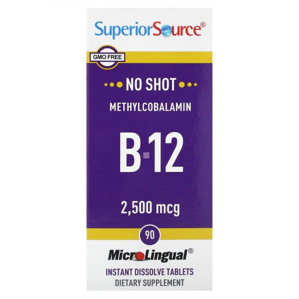 Superior Source, 메틸코발라민 B-12, 2,500mcg, 즉시 용해되는 정제 90정 Source (슈피리어 <b>소스</b>)
