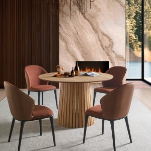 미라지가구 Idem 이뎀 원목 4인용 원형 식탁세트 1200