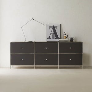 이노센트 스틸라 미드센츄리 2000 높은 모듈 거실장 104183 서랍형 2000mm, 블랙