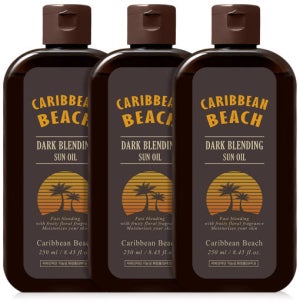 캐리비안비치 선 태닝 오일 SPF3 야외 다크 대용량 썬텐 250ml, 3개