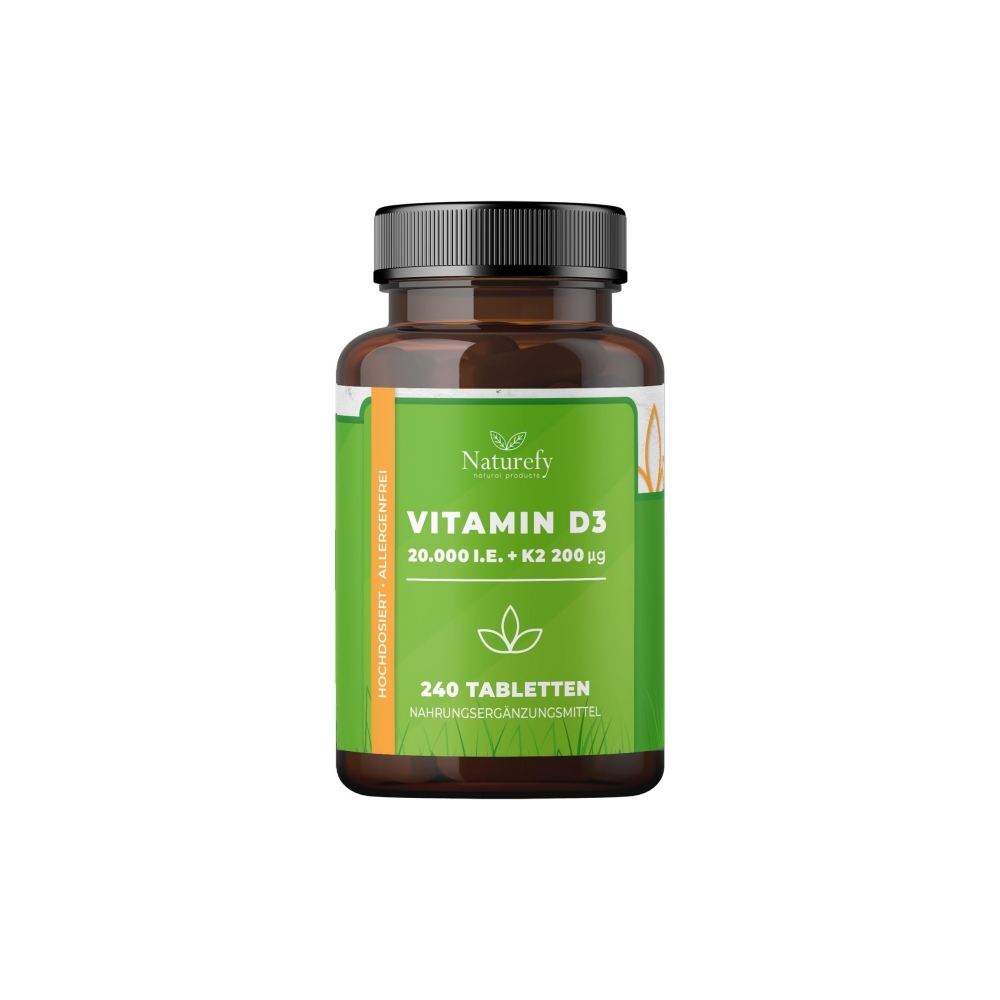 Naturefy <b>Vitamin D</b>3 + K2 20,000 I.E <b>비타민 D</b>3 + K2 20000IU 240베지정제