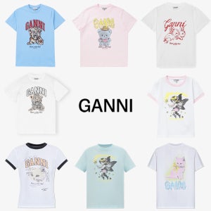가니 반팔 반팔티 GANNI 위치 베어 레오파드 레몬 슬림 릴렉스