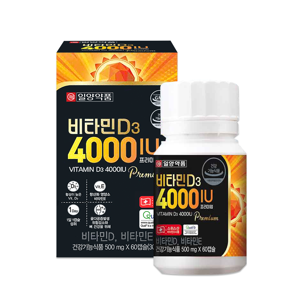 일양<b>약품 비타민D3</b> 4000IU 프리미엄 60캡슐, 1개