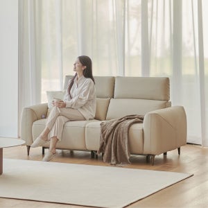 라로퍼니처 크루즈 천연 면피 가죽 3인 원터치 전동 리클라이너 소파 3인용 쇼파