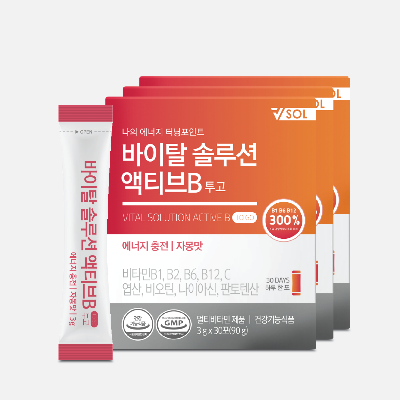 <b>바이탈솔루션</b> 액티브B 투고 30포, 3개