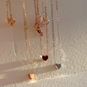토프 발렌티 네크리스 - 14K Gold 미니 플랫 하트 펜던트 체인 금목걸이