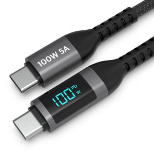 로랜텍 LCD 디스플레이 100W 5A C to C PD 초고속충전 케이블0.5m