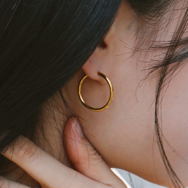 써지컬 스틸 골드 원터치 링귀걸이 데일리 기본 한쌍 귀걸이