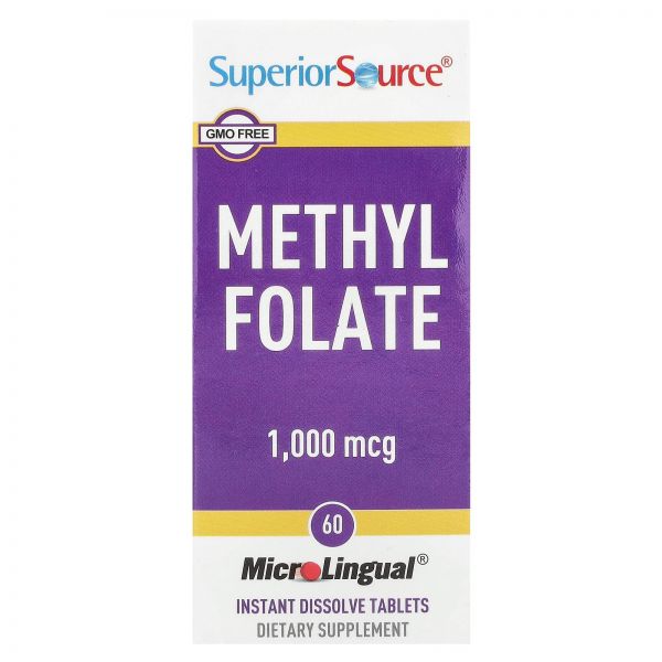 Superior Source, 메틸엽산, 1,000mcg, 빠르게 용해되는 정제 60정 Source (슈피리어 <b>소스</b>)