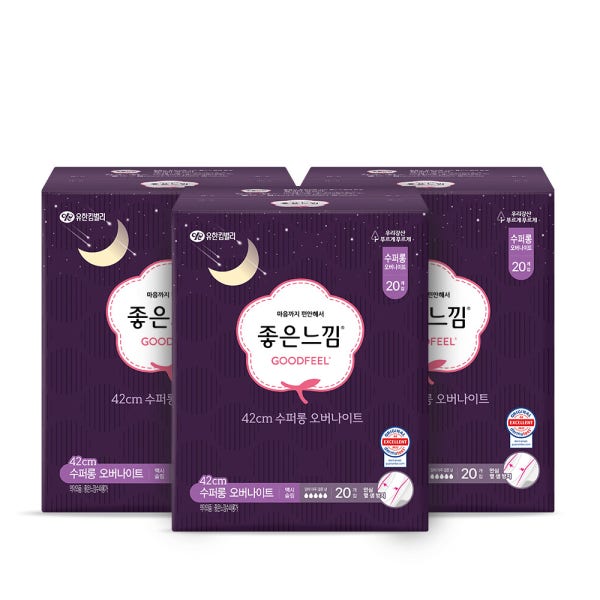 [42cm] 좋은느낌 생리대 오리지널 수퍼롱 오버나이트 20매 X 3팩