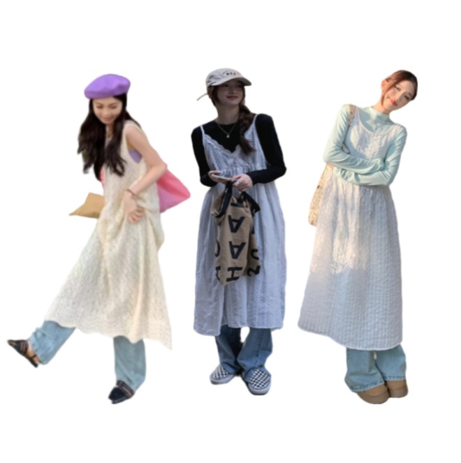 MZ세대 나시 원피스 여름 꽃무늬 시스루 휴가룩 비치 바캉스룩 롱 레이어드 원피스