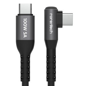 로랜텍 L자형 100W 5A C to C PD 초고속충전 케이블 2.4m