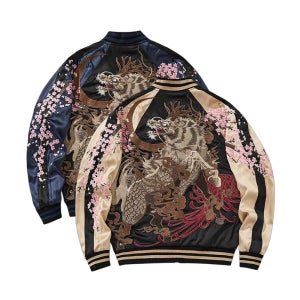 유니콘 벚꽃 스카잔 리버시블 양면 요코스카 자수 항공점퍼