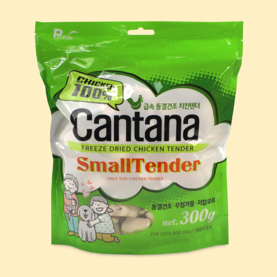 칸타나 동결건조 고양이 강아지간식 치킨 스몰텐더, 300g, 1개