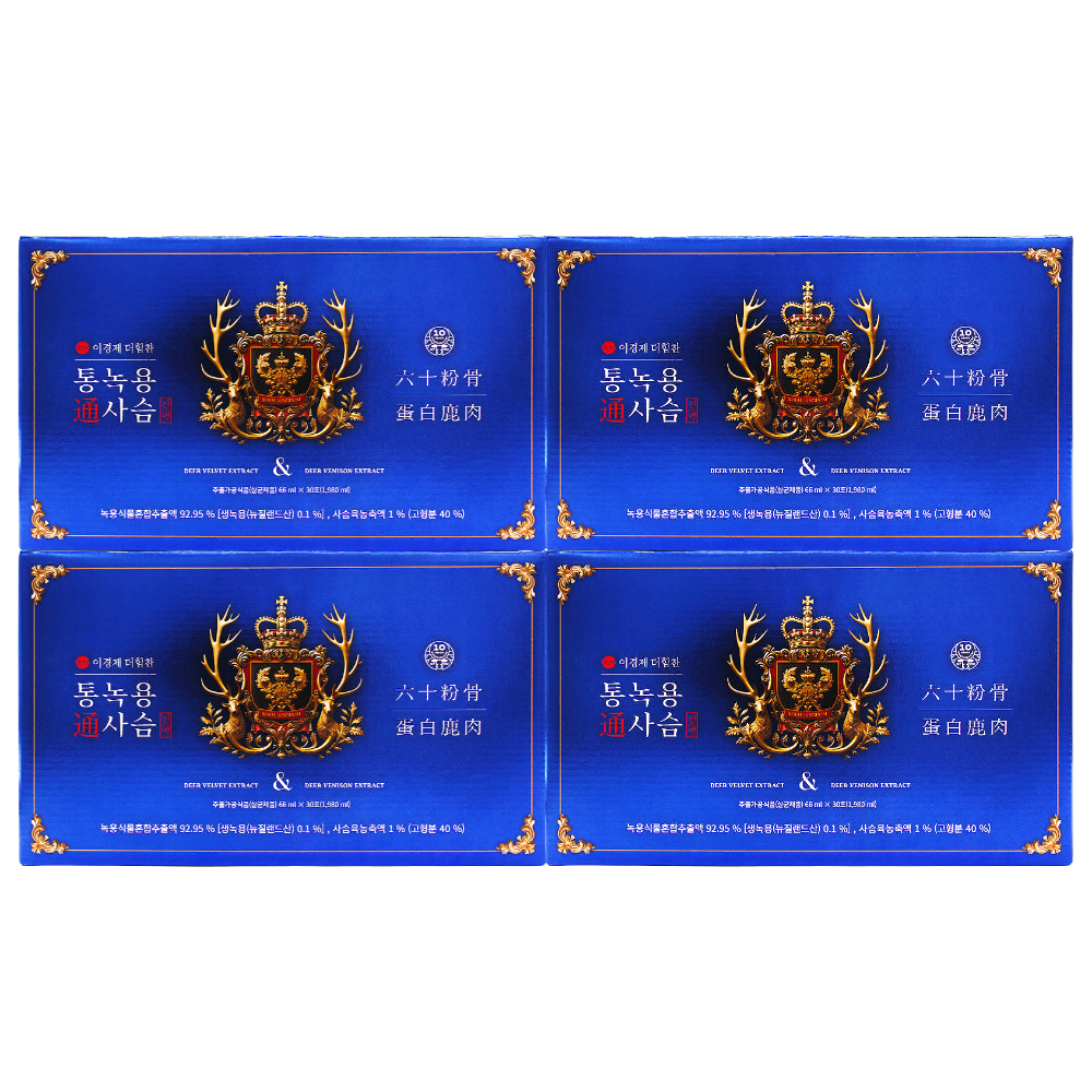 이경제 통녹용 사슴진액 66ml x 30포 4박스 이경재 더힘찬녹용 뉴질랜드사슴