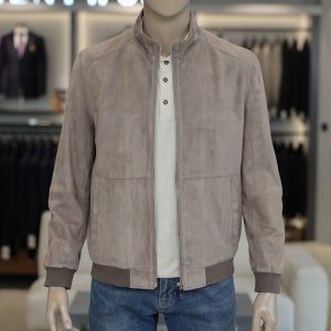 코오롱 브렌우드 남자천연가죽자켓 스웨이드 염소가죽 가죽점퍼 레더 블루종 베이지