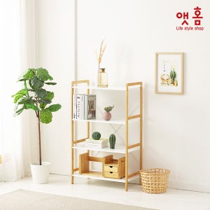 앳홈 와이드 원목 수납선반 4단 원목선반 내추럴
