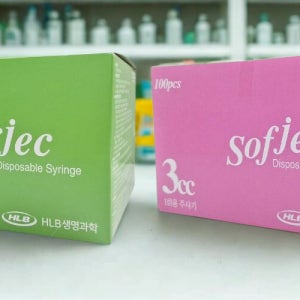 화진 sofjec 경구용 멸균 주사기 3cc 100개 일회용 마개용주사기