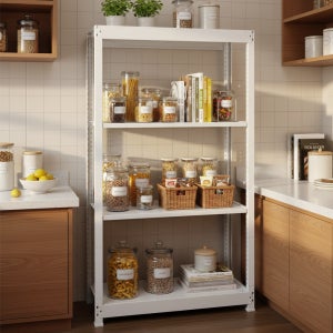 부원진열장 철제선반 경량랙 무볼트 조립식 앵글 창고 선반 100kg 9030180 5단 독립형